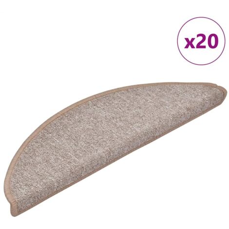 Felpudos para escaleras (20 unidades, 56 x 17 x 3 cm, marrón claro, semicirculares) vidaXL