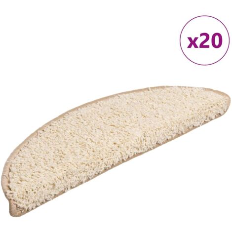 Alfombrillas para escaleras 20 unidades 56x17x3 cm Crema Semicircular vidaXL