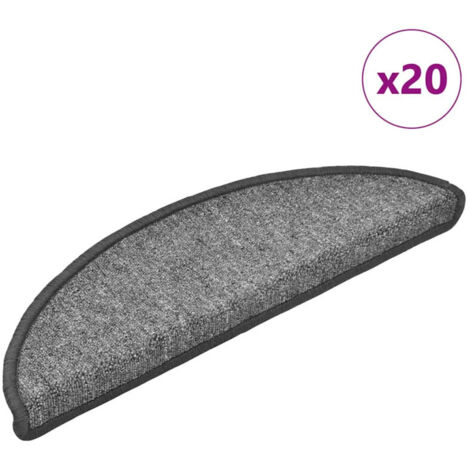 Alfombrillas para escaleras 20 unidades 56x17x3 cm Gris oscuro Semicircular vidaXL