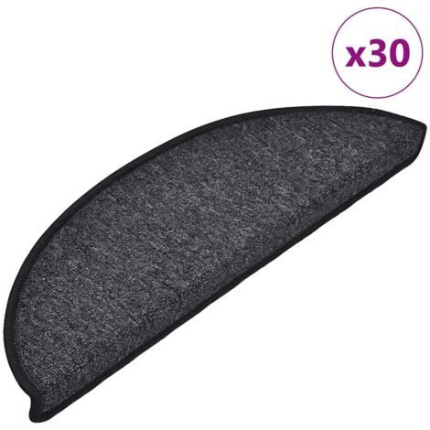 Felpudos para escaleras (30 unidades, 56 x 17 x 3 cm, antracita, semicirculares) vidaXL