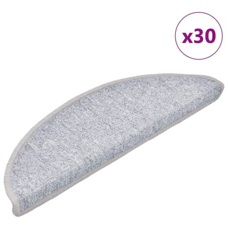 Felpudos para escaleras (30 unidades, 56 x 17 x 3 cm, gris claro, semicirculares) vidaXL