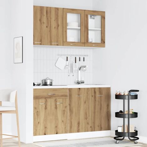 Conjunto de armarios de cocina de 4 piezas "Lyon" de en madera de ingeniería de roble artesanal vidaXL (1/5)