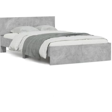 Estructura de cama cabecero y luces LED gris hormigón 120x190cm vidaXL (1/5)