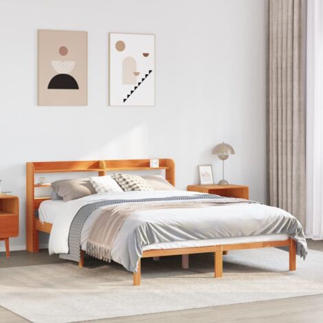 Estructura cama con cabecero madera pino marrón cera 120x190 cm vidaXL (1/5)