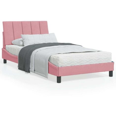 Cama con colchón Hanko terciopelo rosa 100x200 cm vidaXL (1/5)