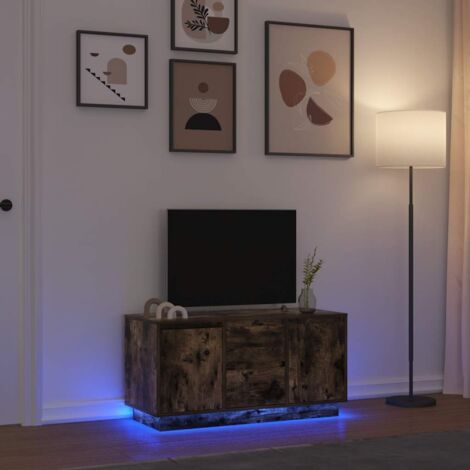 Mueble de TV con luces LED roble ahumado 100x41x50 cm vidaXL