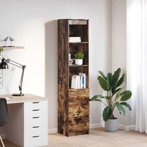 Aparador alto roble ahumado 37,5x35x180 cm madera de ingeniería vidaXL