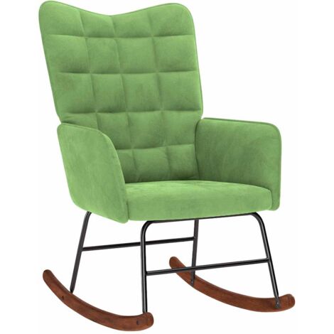 Silla mecedora de terciopelo verde claro vidaXL