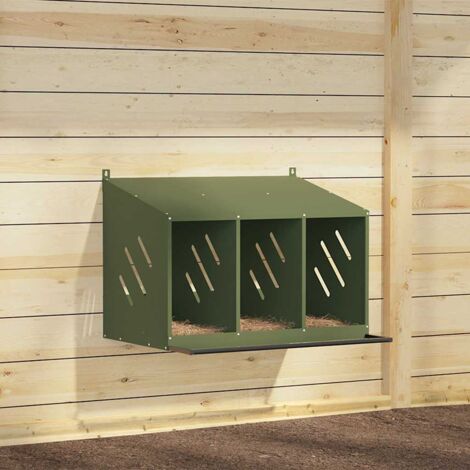 Nido para gallinas con 3 compartimentos de metal verde oliva vidaXL (1/5)