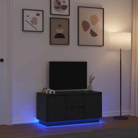 Mueble de TV con luces LED roble negro 100x41x50 cm vidaXL