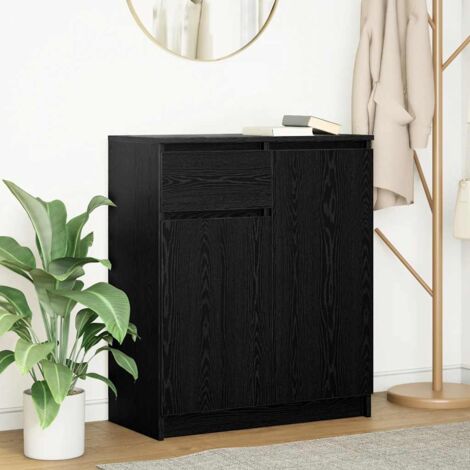 Aparador con cajón roble negro 71x35x84 cm madera de ingeniería vidaXL