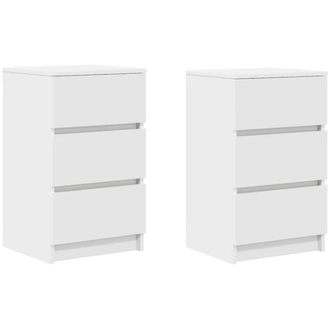 Mesillas de noche con 3 cajones 2 uds Blanco 39x35x65 cm vidaXL