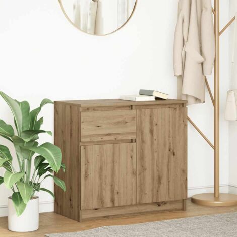 Aparador con cajón roble artesanal 71x35x65cm madera ingeniería vidaXL