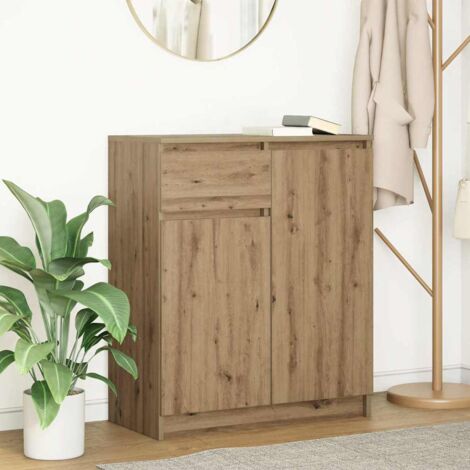 Aparador con cajón roble artesanal 71x35x84cm madera ingeniería vidaXL