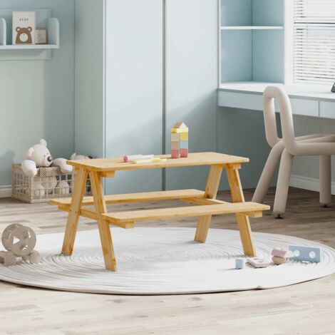 Mesa infantil con bancos  "IRUN" 90x79,5x50 cm madera maciza vidaXL