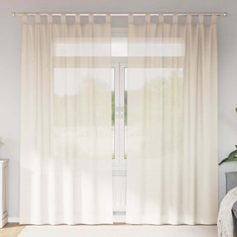 Cortinas de gasa con trabillas 2 uds. crema vidaXL