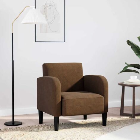 Sillón con reposabrazos marrón 54 cm cuero sintética vidaXL
