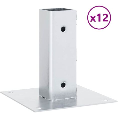 Bases para postes cuadradas 12 uds. Plata 51x51 mm vidaXL