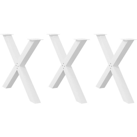 Patas para mesa de comedor en forma de X (3 unidades), color blanco, 90 x (72-73) cm, acero vidaXL
