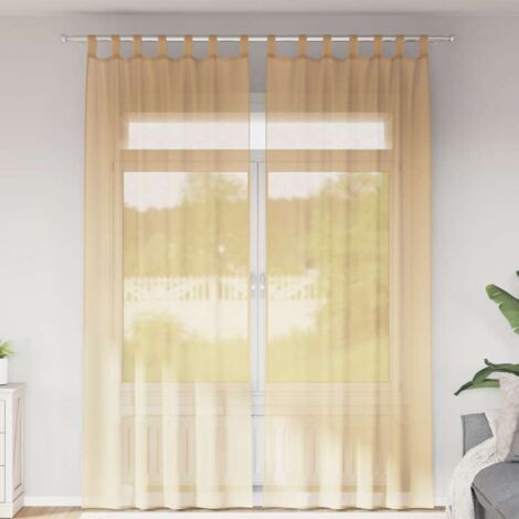 Cortinas de gasa con bolsillos para varillas 2 uds. arena vidaXL
