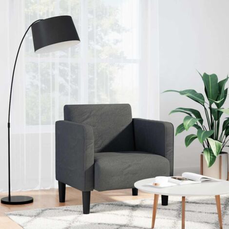 Sillón con reposabrazos gris oscuro 54 cm tejido de pana vidaXL (1/5)
