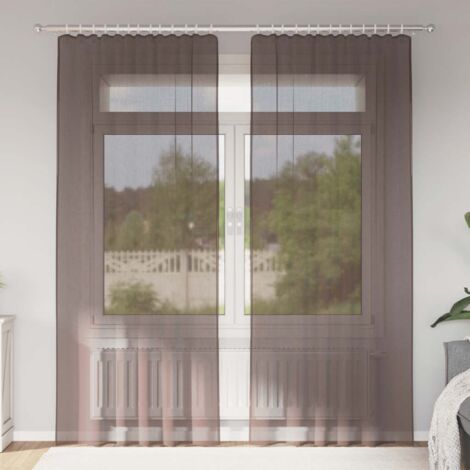 Cortinas de gasa con trabillas 2 uds. marrón vidaXL