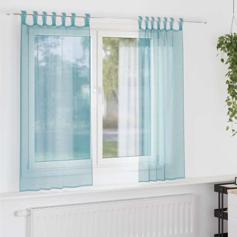 Cortinas de gasa con trabillas 2 uds turquesa 140x175 cm vidaXL