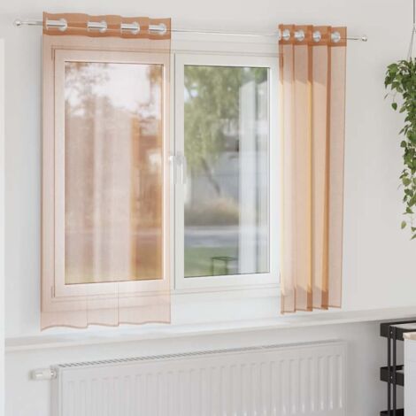 Cortinas de gasa con ojales 2 uds terracota vidaXL