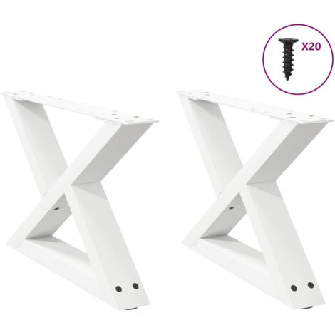 Patas para mesa de centro (2 unidades), color blanco, 60 x (30-31,3) cm, acero vidaXL