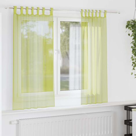 Cortinas de gasa con trabillas 2 uds. verde manzana vidaXL