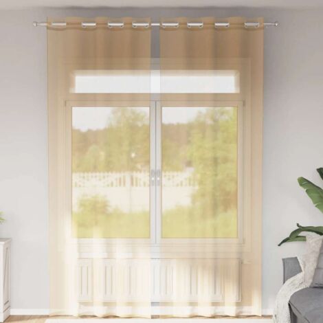 Cortinas de gasa con ojales 2 uds arena vidaXL