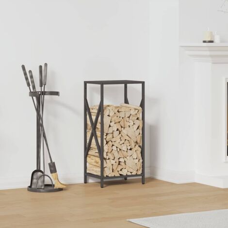 Leñero negro 34x25x70 cm Acero laminado en frío vidaXL