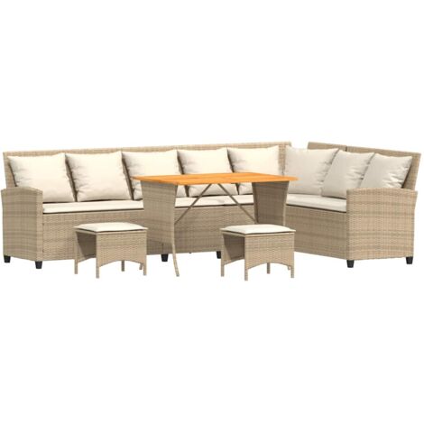 Juego de sofás de jardín en forma de L con cojines 4 pzas beige vidaXL (1/5)