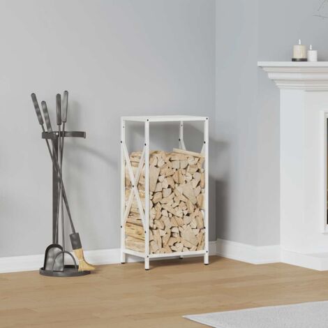 Leñero blanco 34x25x70 cm Acero laminado en frío vidaXL