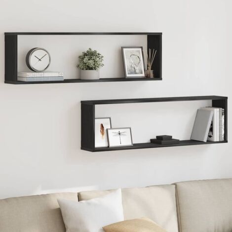 Estantes cúbicos de pared 2 uds roble negro 100x15x30 cm vidaXL