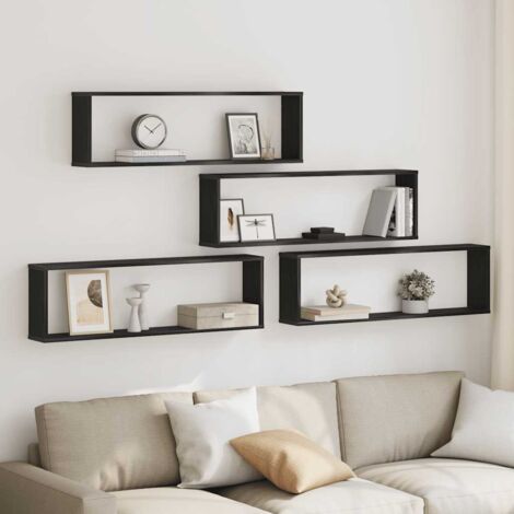 Estantes cúbicos de pared 4 uds roble negro 100x15x30 cm vidaXL