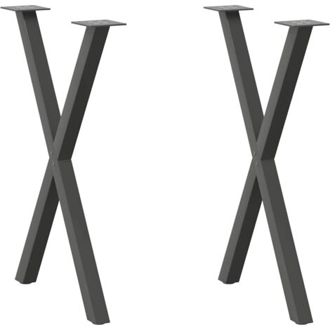 Patas para mesa de comedor en forma de X (2 unidades), antracita, 50 x (72-73) cm, acero vidaXL