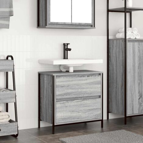 Mueble de baño con lavabo y cajones gris Sonoma 60x34,5x60 cm vidaXL