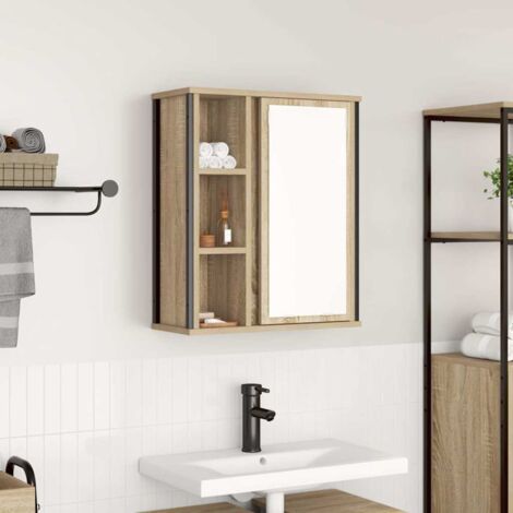 Mueble de baño de pared con espejo roble Sonoma 50x21x60 cm vidaXL