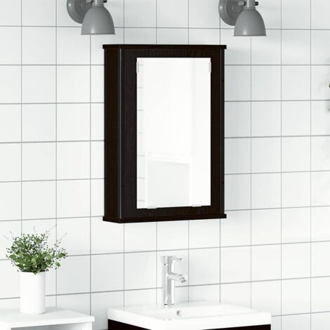 Armario con espejo para baño de madera roble negro 42x12x60 cm vidaXL