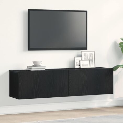 Mueble de TV de madera de roble negro 120x30x30,5 cm vidaXL