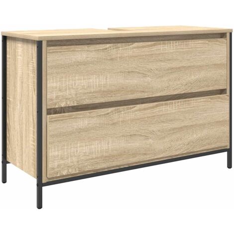 Mueble de baño con lavabo y cajones roble Sonoma 90x34,5x60 cm vidaXL