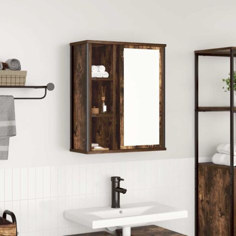 Mueble de baño de pared con espejo roble ahumado 50x21x60 cm vidaXL