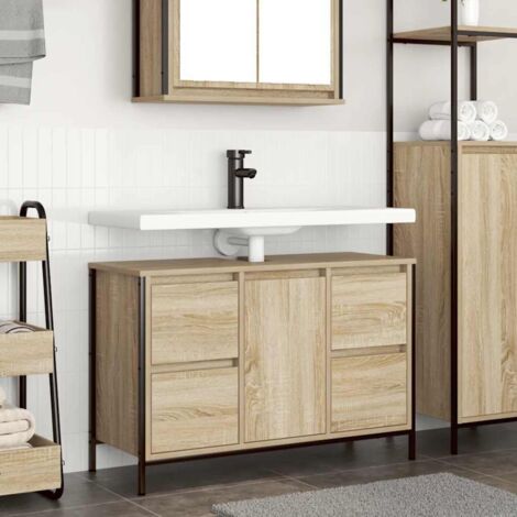 Mueble de lavabo con cajones roble Sonoma 90x34,5x60 cm vidaXL