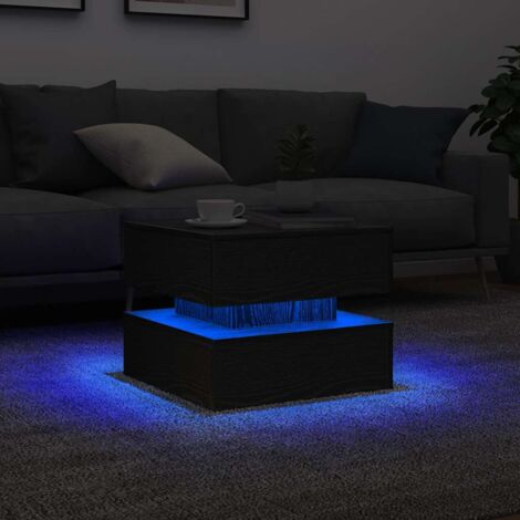 Mesa de centro con luces LED roble negro 50x50x40 cm vidaXL