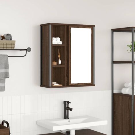 Mueble de baño de pared con espejo roble marrón 50x21x60 cm vidaXL