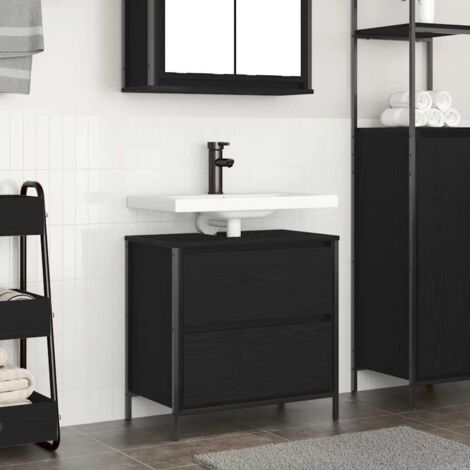 Mueble de baño con lavabo y cajones roble negro 60x34,5x60 cm vidaXL