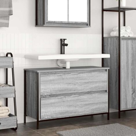 Mueble de baño con lavabo y cajones gris Sonoma 90x34,5x60 cm vidaXL