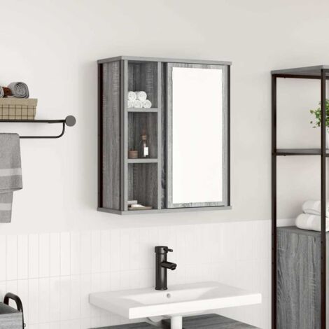 Mueble de baño de pared con espejo gris Sonoma 50x21x60 cm vidaXL