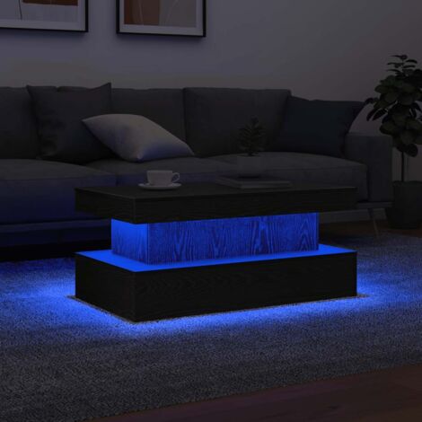 Mesa de centro con luces LED roble negro 90x50x40 cm vidaXL